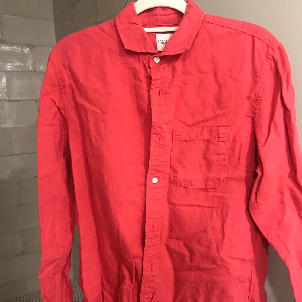 Salmon colored Lands’ End button-down